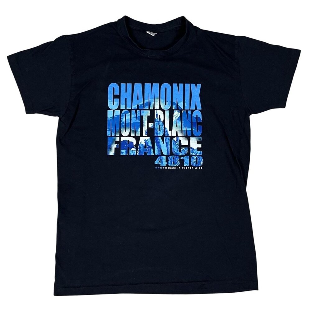 Chamonix Mont-Blanc France 4810 French Alps Black T-Shirt Size Small